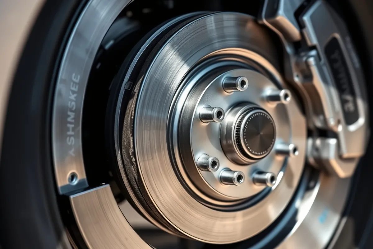 Brake rotor and caliper with the wheel removed during a pad change