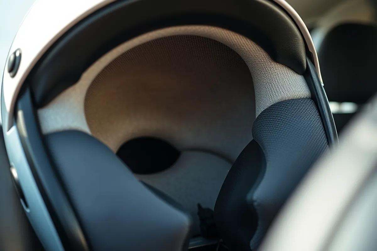 Helmet interior lining and padding shown with the cheek pads removed
