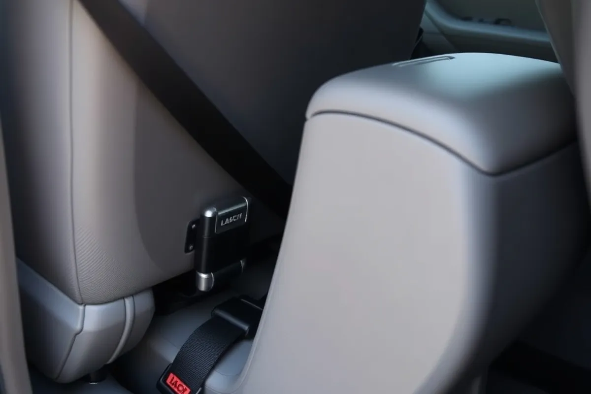LATCH lower anchor connectors being attached to a car seat mount point